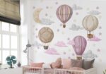 Naklejki na ścianę dla dzieci Balony Chmurki Róż