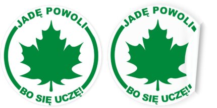 2szt LISTEK Naklejka na samochód Liść Klonu Znak Młodego Kierowcy